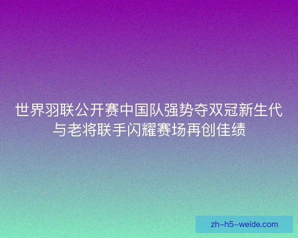 世界羽联公开赛中国队强势夺双冠新生代与老将联手闪耀赛场再创佳绩